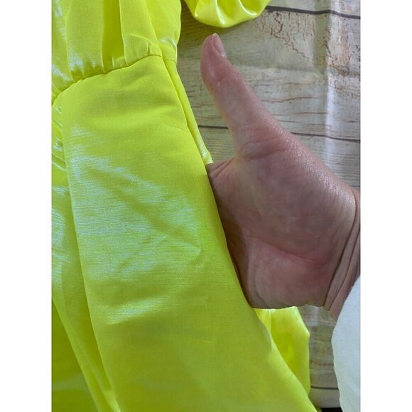 Christopher John Rogers Women's Flourescent yellow Puff Sleeve Dress - XS - Picture 13 of 14
